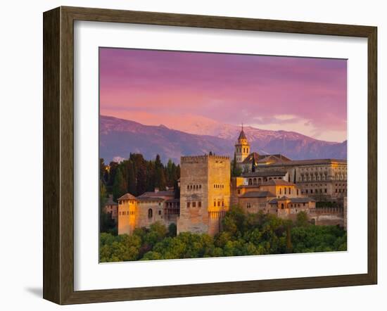 The Alhambra Palace at Sunset, Granada, Granada Province, Andalucia, Spain-Doug Pearson-Framed Photographic Print