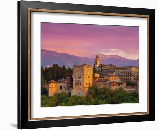 The Alhambra Palace at Sunset, Granada, Granada Province, Andalucia, Spain-Doug Pearson-Framed Photographic Print