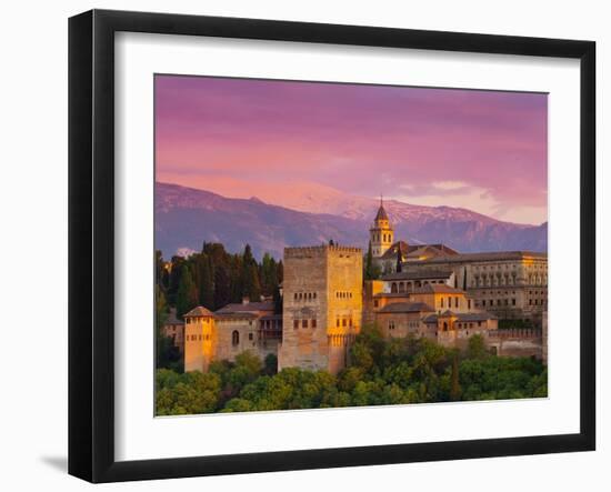 The Alhambra Palace at Sunset, Granada, Granada Province, Andalucia, Spain-Doug Pearson-Framed Photographic Print