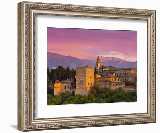 The Alhambra Palace at Sunset, Granada, Granada Province, Andalucia, Spain-Doug Pearson-Framed Photographic Print