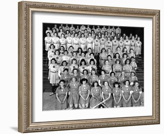 The All American Girls Professional Ball League Posing For a League Portrait in Their Uniforms-Wallace Kirkland-Framed Photographic Print