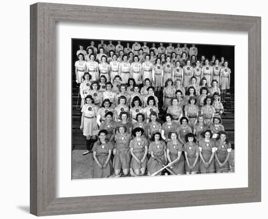 The All American Girls Professional Ball League Posing For a League Portrait in Their Uniforms-Wallace Kirkland-Framed Photographic Print