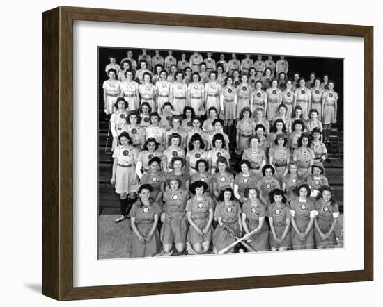 The All American Girls Professional Ball League Posing For a League Portrait in Their Uniforms-Wallace Kirkland-Framed Photographic Print