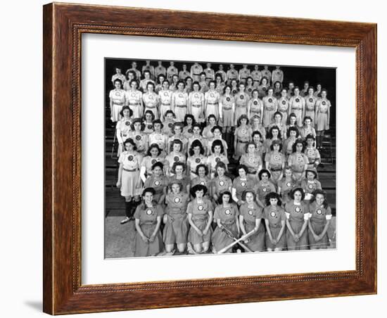 The All American Girls Professional Ball League Posing For a League Portrait in Their Uniforms-Wallace Kirkland-Framed Photographic Print