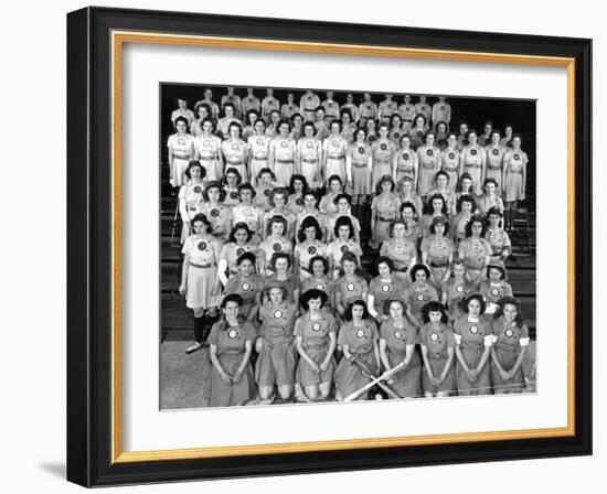 The All American Girls Professional Ball League Posing For a League Portrait in Their Uniforms-Wallace Kirkland-Framed Photographic Print