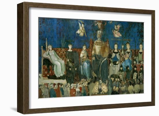 The Allegory of Good Government, Showing the Virtues-Ambrogio Lorenzetti-Framed Giclee Print