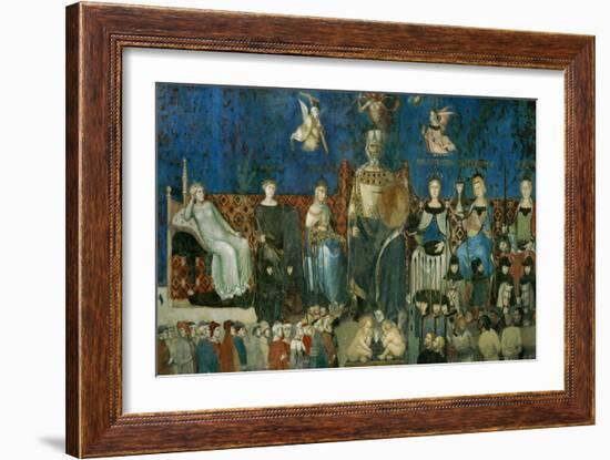 The Allegory of Good Government, Showing the Virtues-Ambrogio Lorenzetti-Framed Giclee Print