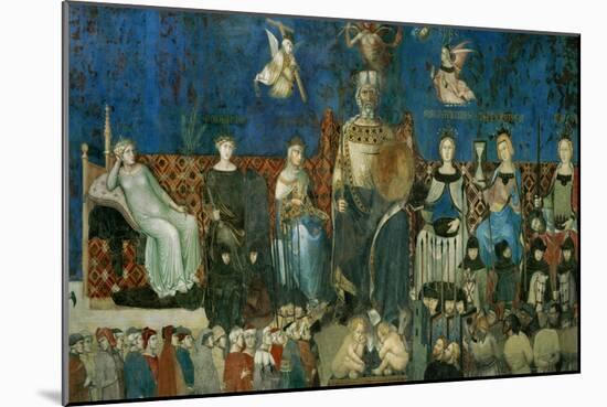 The Allegory of Good Government, Showing the Virtues-Ambrogio Lorenzetti-Mounted Giclee Print