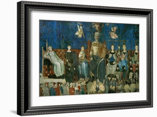 The Allegory of Good Government, Showing the Virtues-Ambrogio Lorenzetti-Framed Giclee Print