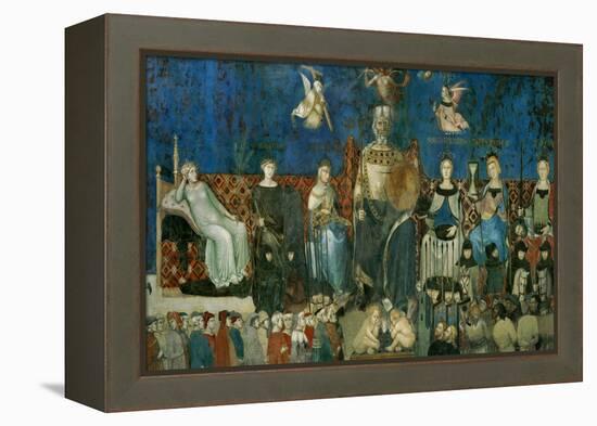 The Allegory of Good Government, Showing the Virtues-Ambrogio Lorenzetti-Framed Premier Image Canvas