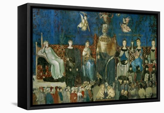 The Allegory of Good Government, Showing the Virtues-Ambrogio Lorenzetti-Framed Premier Image Canvas