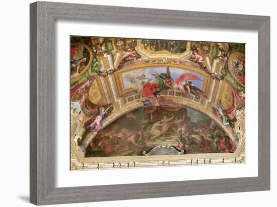 The Alliance of Germany and Spain with Holland, 1672, Ceiling Painting from the Galerie Des Glaces-Charles Le Brun-Framed Giclee Print