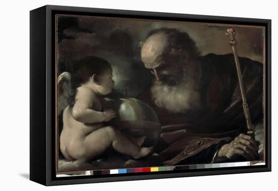 The Almighty Father with an Angel - Painting by Barbieri Giovanni Francesco Called the Guerchin (15-Guercino (1591-1666)-Framed Premier Image Canvas