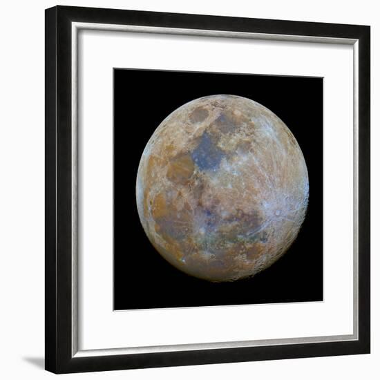 The Almost Full Moon in Color-Stocktrek Images-Framed Photographic Print