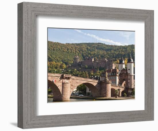 The Alte Brucke or Old Bridge and Neckar River in Old Town, Heidelberg, Germany-Michael DeFreitas-Framed Photographic Print