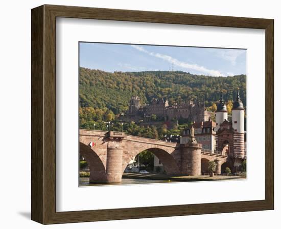 The Alte Brucke or Old Bridge and Neckar River in Old Town, Heidelberg, Germany-Michael DeFreitas-Framed Photographic Print