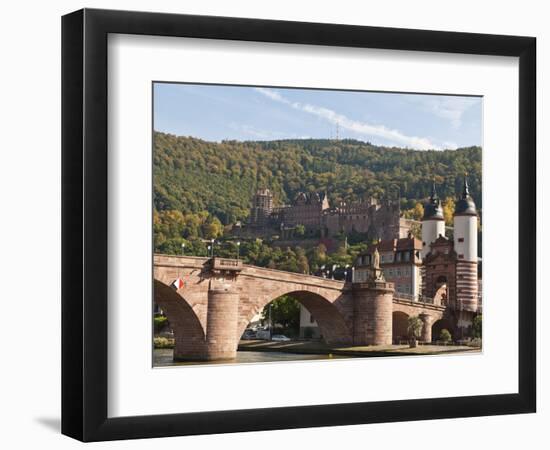 The Alte Brucke or Old Bridge and Neckar River in Old Town, Heidelberg, Germany-Michael DeFreitas-Framed Photographic Print