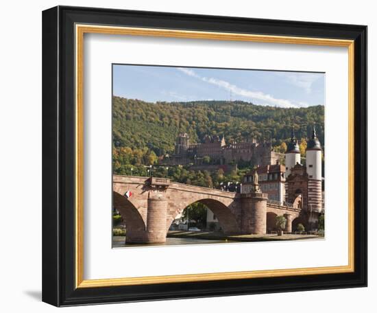 The Alte Brucke or Old Bridge and Neckar River in Old Town, Heidelberg, Germany-Michael DeFreitas-Framed Photographic Print