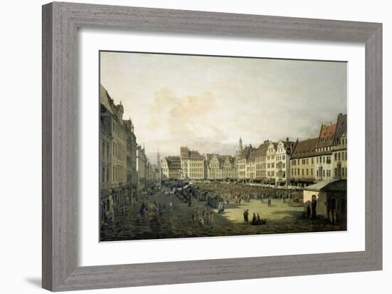 The Altmarkt in Dresden Seen from the Seegasse, c. 1751-Canaletto-Framed Giclee Print