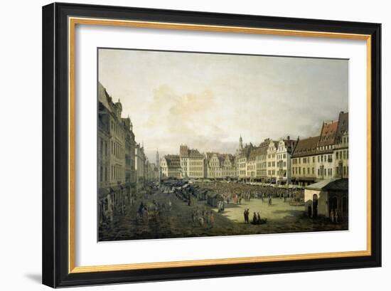 The Altmarkt in Dresden Seen from the Seegasse, c. 1751-Canaletto-Framed Giclee Print