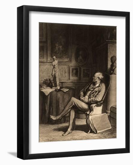 The Amateur (L'Amateur), Photogravure from Original Drawing, C.1870-Honore Daumier-Framed Giclee Print