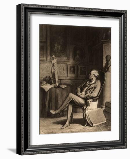 The Amateur (L'Amateur), Photogravure from Original Drawing, C.1870-Honore Daumier-Framed Giclee Print