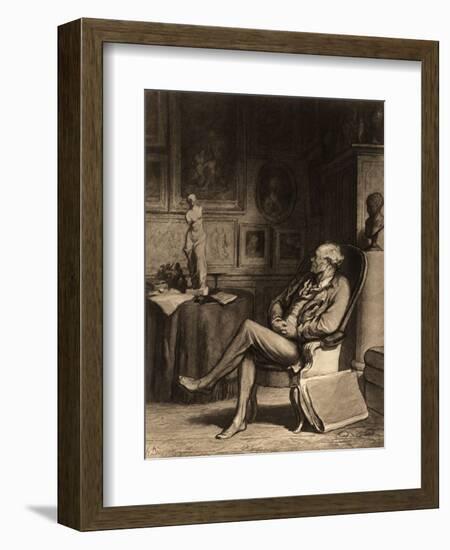 The Amateur (L'Amateur), Photogravure from Original Drawing, C.1870-Honore Daumier-Framed Giclee Print