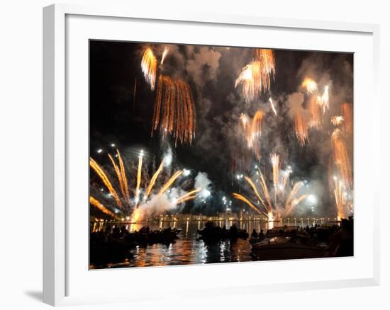 The Amazing Fireworks Display During the Night of Redentore Celebration in the Basin of St. Mark, V-Carlo Morucchio-Framed Photographic Print