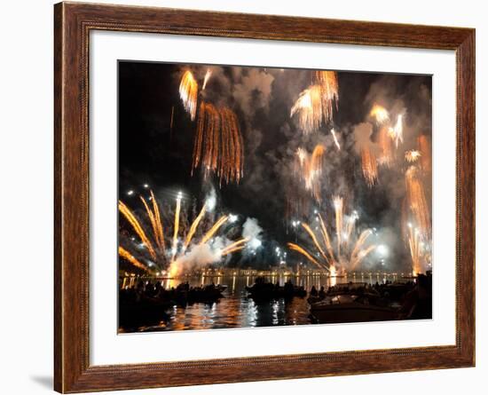 The Amazing Fireworks Display During the Night of Redentore Celebration in the Basin of St. Mark, V-Carlo Morucchio-Framed Photographic Print