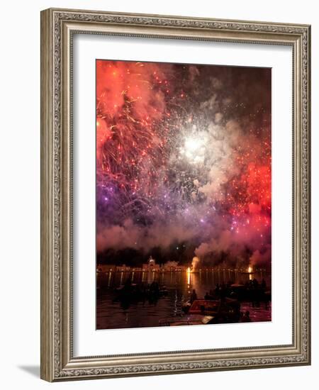 The Amazing Fireworks Display During the Night of Redentore Celebration in the Basin of St. Mark, V-Carlo Morucchio-Framed Photographic Print