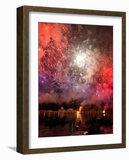 The Amazing Fireworks Display During the Night of Redentore Celebration in the Basin of St. Mark, V-Carlo Morucchio-Framed Photographic Print