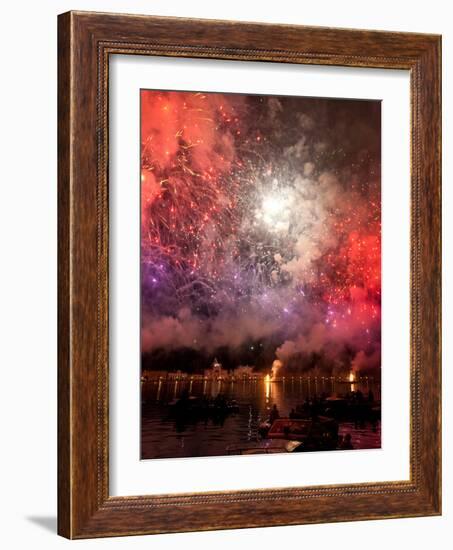 The Amazing Fireworks Display During the Night of Redentore Celebration in the Basin of St. Mark, V-Carlo Morucchio-Framed Photographic Print