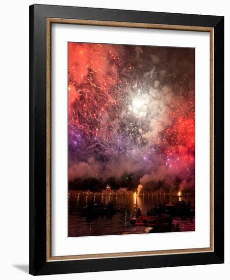 The Amazing Fireworks Display During the Night of Redentore Celebration in the Basin of St. Mark, V-Carlo Morucchio-Framed Photographic Print