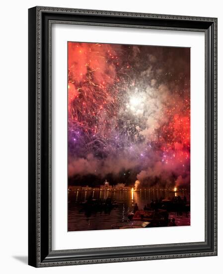 The Amazing Fireworks Display During the Night of Redentore Celebration in the Basin of St. Mark, V-Carlo Morucchio-Framed Photographic Print