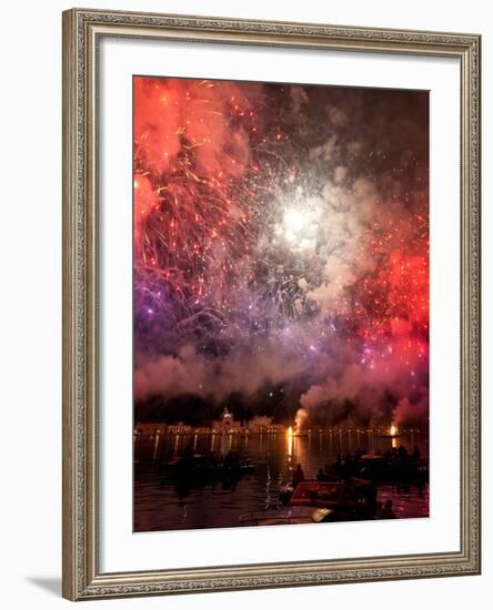 The Amazing Fireworks Display During the Night of Redentore Celebration in the Basin of St. Mark, V-Carlo Morucchio-Framed Photographic Print