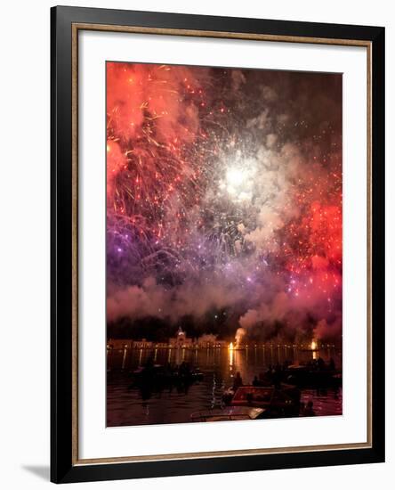 The Amazing Fireworks Display During the Night of Redentore Celebration in the Basin of St. Mark, V-Carlo Morucchio-Framed Photographic Print