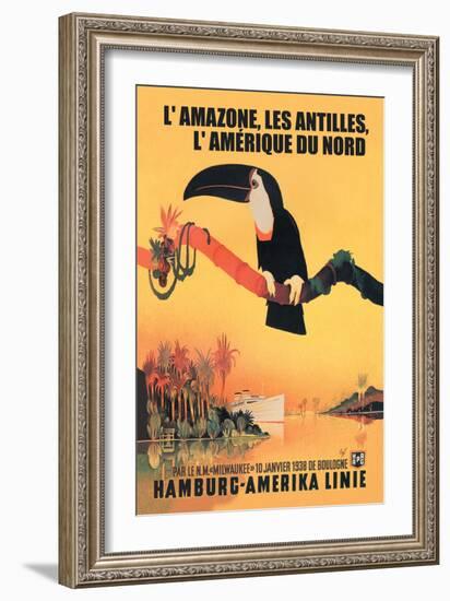 The Amazon, Antilles, and North America: Hamburg-Amerika Cruise Line-null-Framed Art Print