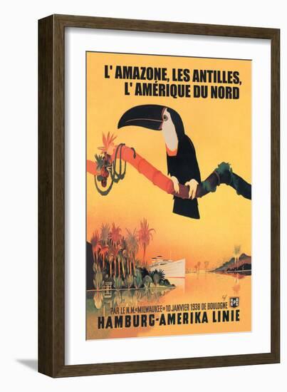 The Amazon, Antilles, and North America: Hamburg-Amerika Cruise Line-null-Framed Art Print