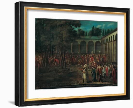 The Ambassadorial Delegation Passing Through the Second Courtyard of the Topkapi Palace, 1720s-Jean-Baptiste Vanmour-Framed Giclee Print