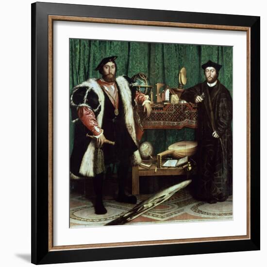 The Ambassadors "With Anamorphosis In the Lower Part of the Painting" 1533, Germany School-Hans Holbein the Younger-Framed Giclee Print