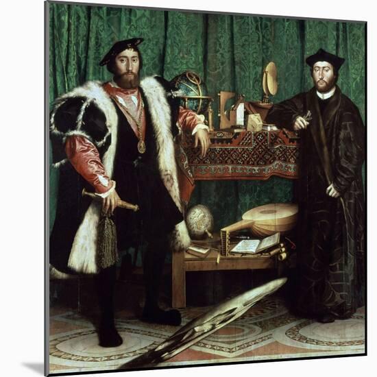 The Ambassadors "With Anamorphosis In the Lower Part of the Painting" 1533, Germany School-Hans Holbein the Younger-Mounted Giclee Print