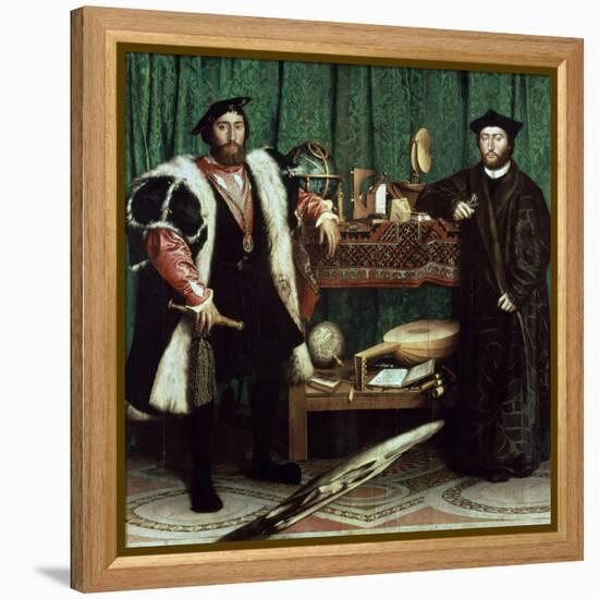 The Ambassadors "With Anamorphosis In the Lower Part of the Painting" 1533, Germany School-Hans Holbein the Younger-Framed Premier Image Canvas