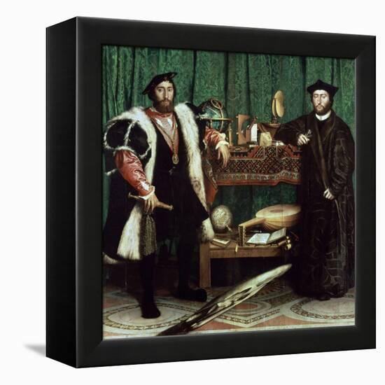 The Ambassadors "With Anamorphosis In the Lower Part of the Painting" 1533, Germany School-Hans Holbein the Younger-Framed Premier Image Canvas