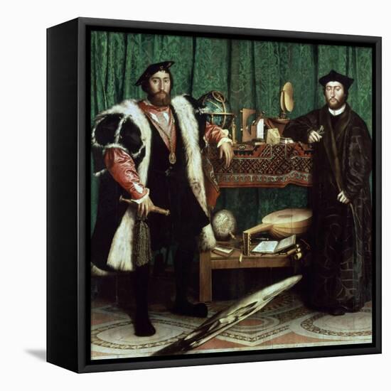 The Ambassadors "With Anamorphosis In the Lower Part of the Painting" 1533, Germany School-Hans Holbein the Younger-Framed Premier Image Canvas