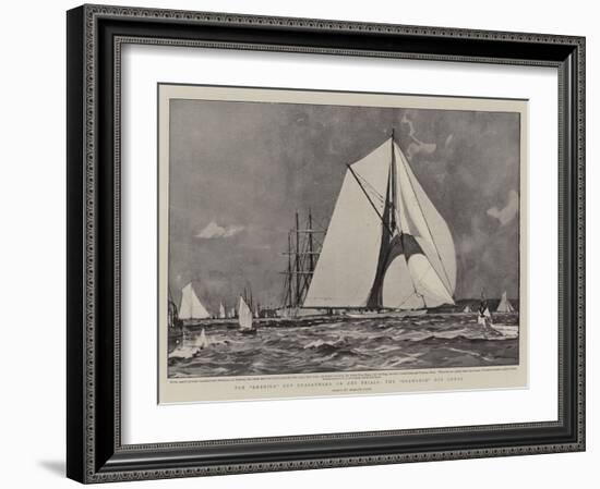 The America Cup Challenger on Her Trials, the Shamrock Off Cowes-Charles Edward Dixon-Framed Giclee Print