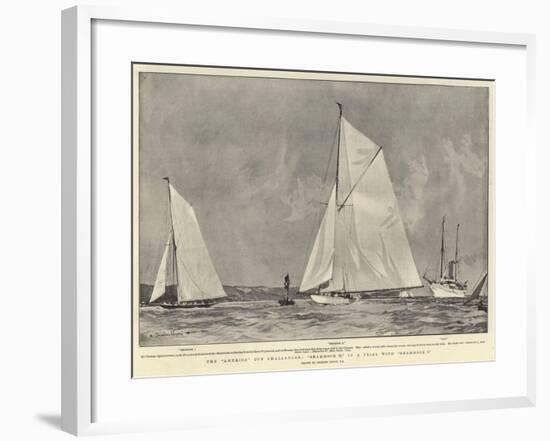 The America Cup Challenger, Shamrock II in a Trial with Shamrock I-Charles Edward Dixon-Framed Giclee Print