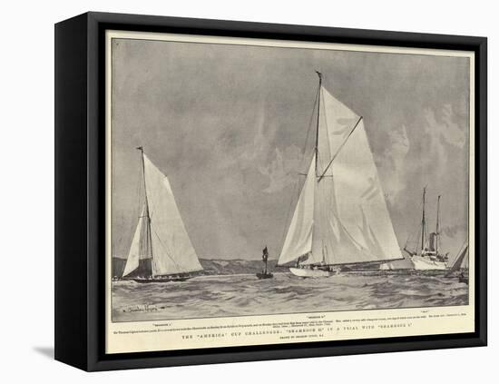 The America Cup Challenger, Shamrock II in a Trial with Shamrock I-Charles Edward Dixon-Framed Premier Image Canvas