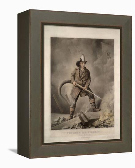 The American Fireman: Facing the Enemy-Currier & Ives-Framed Premier Image Canvas