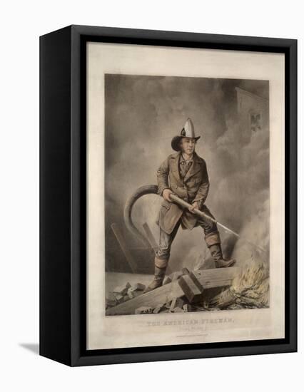 The American Fireman: Facing the Enemy-Currier & Ives-Framed Premier Image Canvas