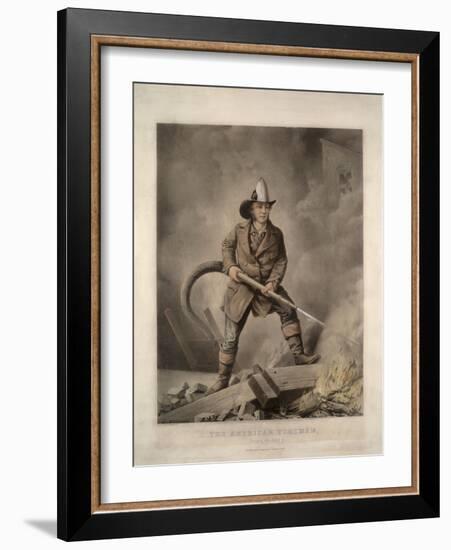 The American Fireman: Facing the Enemy-Currier & Ives-Framed Giclee Print